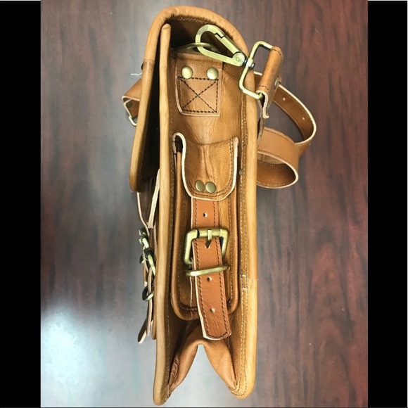 Skh leather laptop Briefcase d orange brown,NWT - Picture 4 of 8